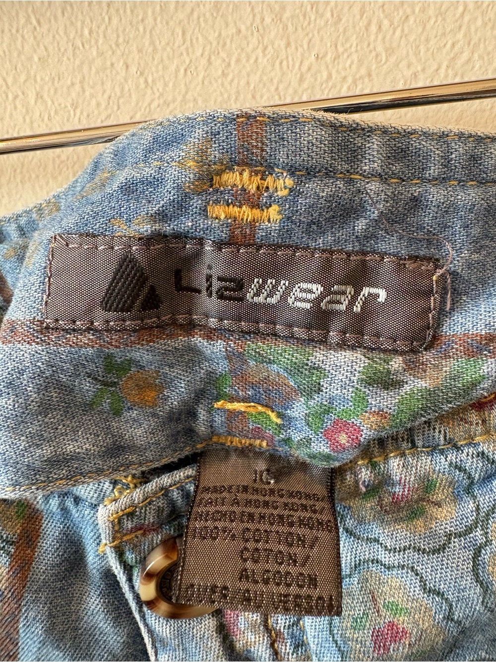 Vintage LizSport Boho Patchwork Denim Maxi Skirt - Light Blue Floral - Picture 5 of 7